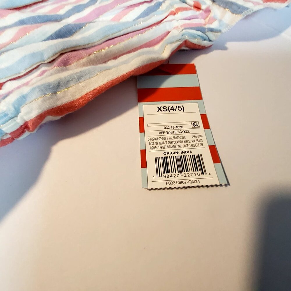 Cat & Jack  Size XS (4/5) Girls Striped Sleeveless Ruffle Maxi Dress 100% Cotton - Picture 3 of 9